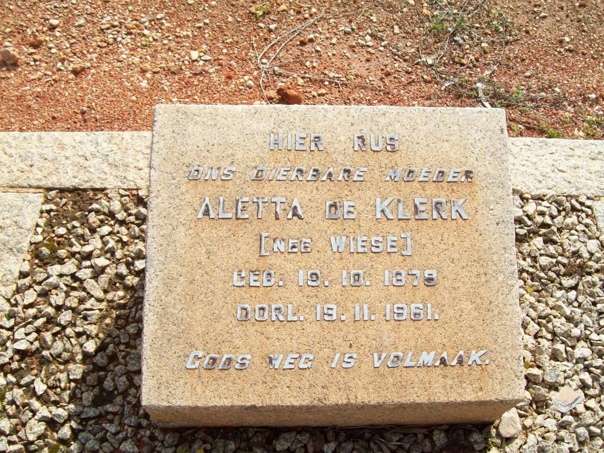 KLERK Aletta, de nee WIESE 1878-1961