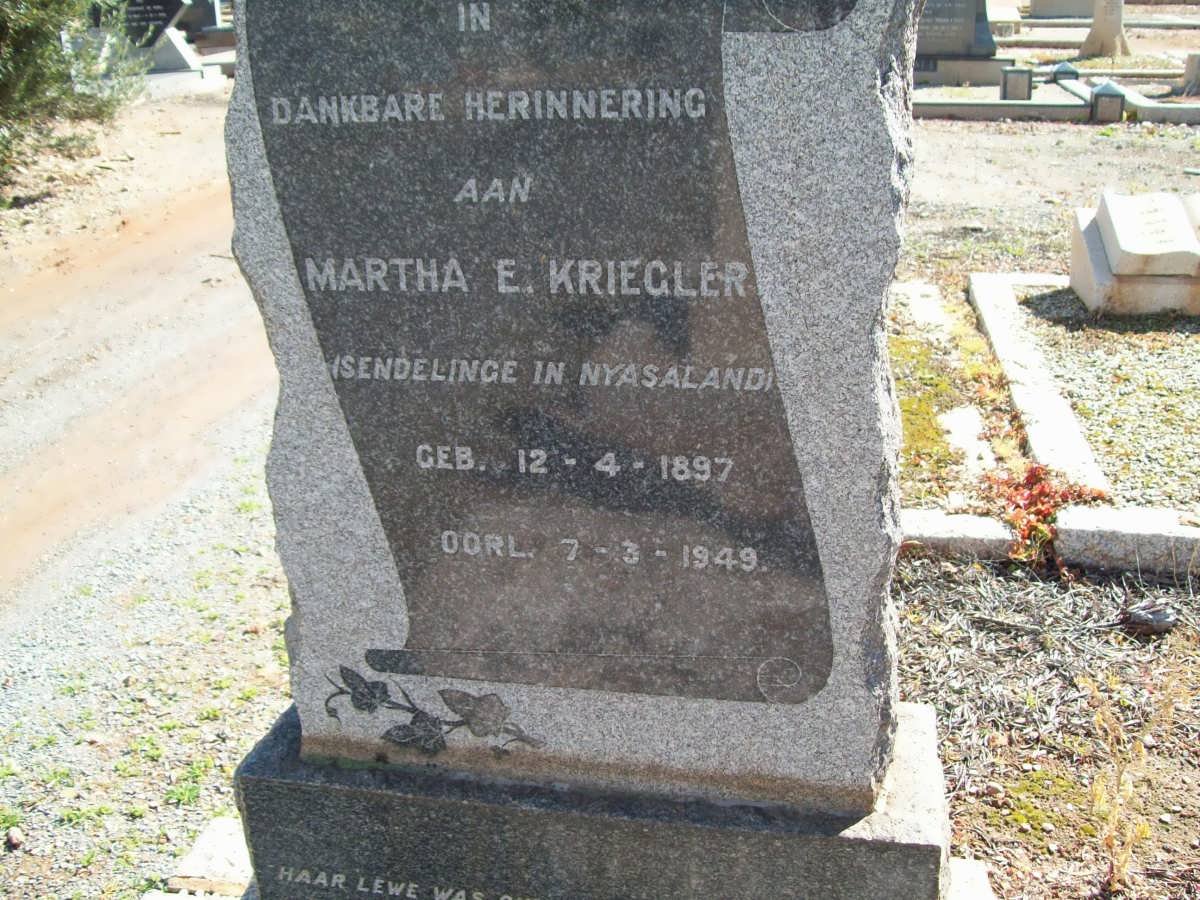 KRIEGLER Martha e. 1897-1949
