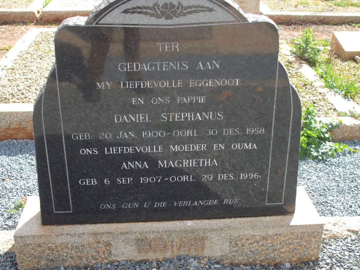 KILIAN Daniel Stephanus 1900-1958 &amp; Anna Magrietha 1907-1996