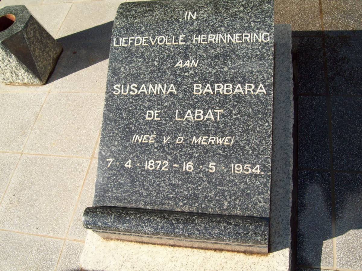 LABAT Susanna Barbara, de nee V.D, MERWE 1872-1954