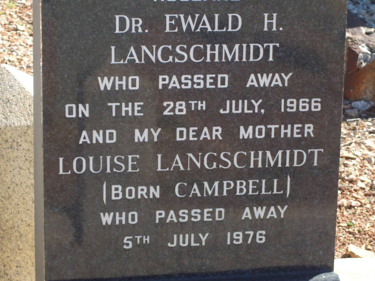 LANGSCHMIDT Ewald H. -1966 &amp; Louise CAMPBELL -1976