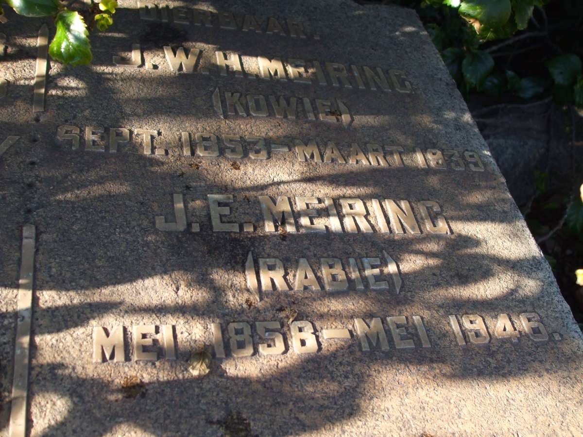 MEIRING J.W. 1853-1939 :: MEIRING J.E. nee RABIE 1858-1946