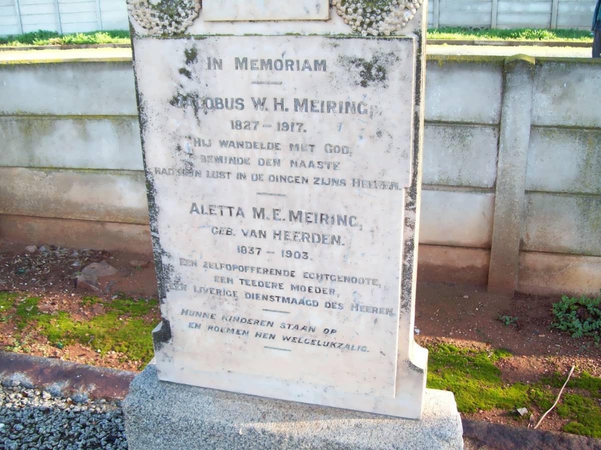 MEIRING Jacobus W.H. 1827-1917 &amp; Aletta M.E. VAN HEERDEN 1837-1903