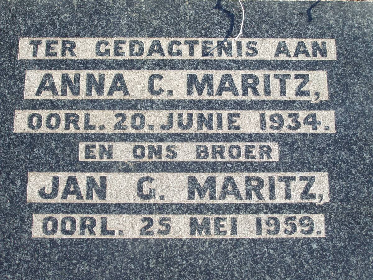 MARITZ Jan G. -1959 &amp; Anna C. -1934