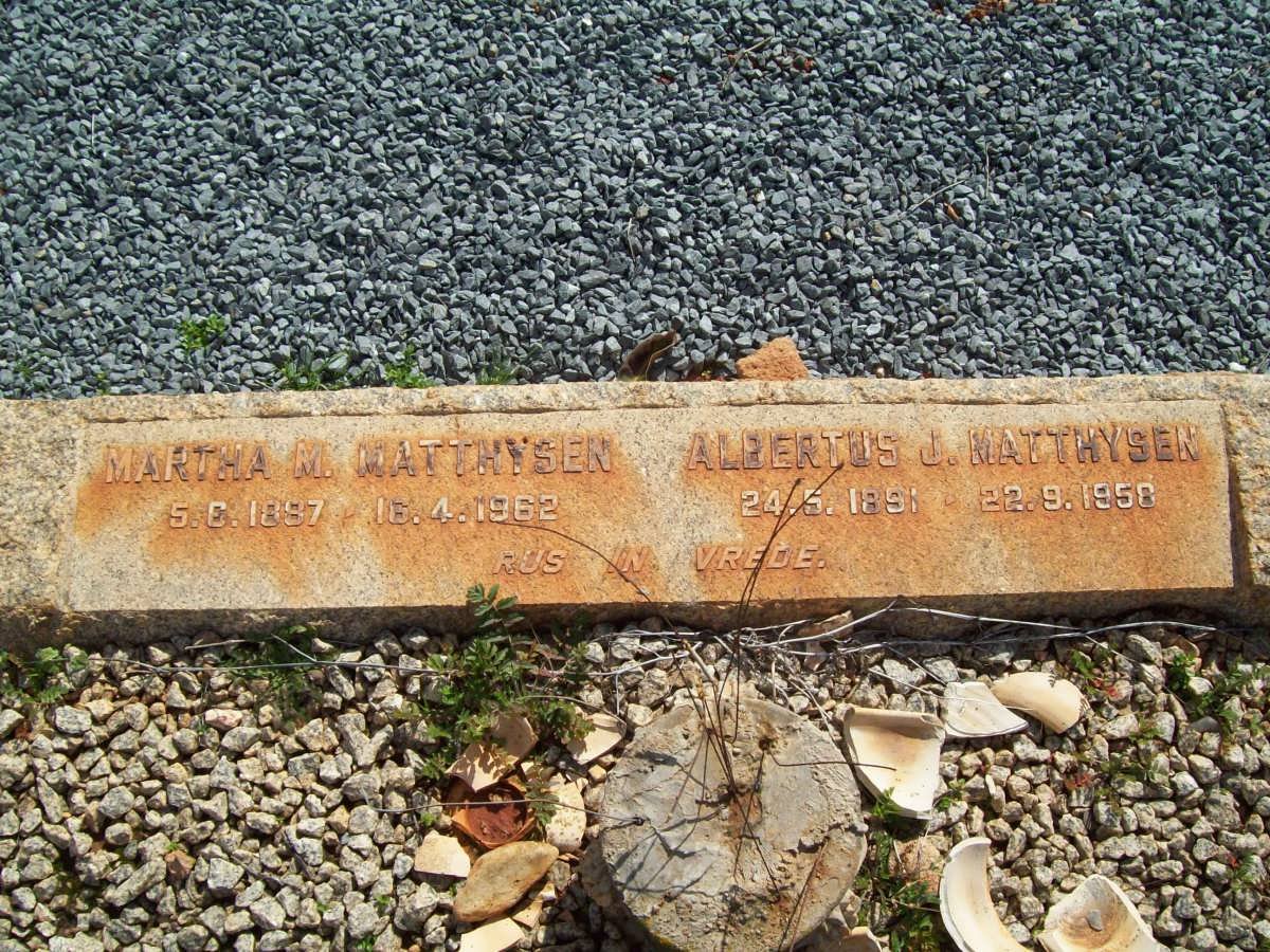 MATTHYSEN Albertus J. 1891-1958 &amp; Martha M. 1897-1962
