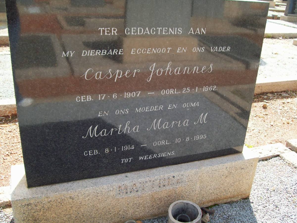 MATTHEE Casper Johannes 1907-1962 &amp; Martha Maria M. 1914-1995