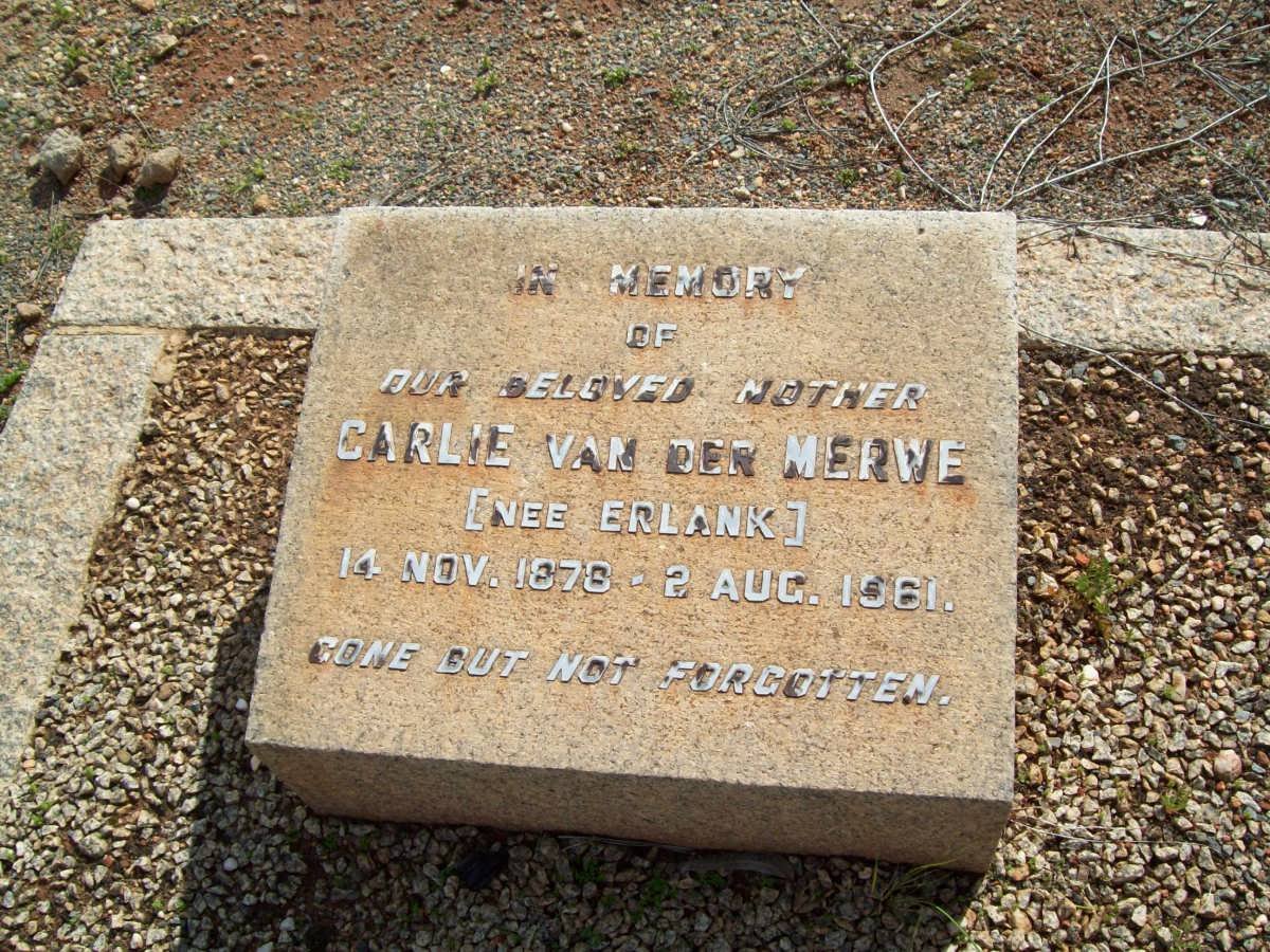 MERWE Carlie, van der nee ERLANK 1878-1961