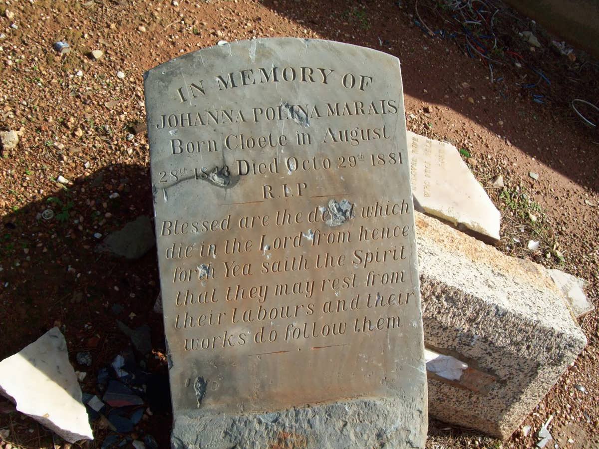 MARAIS Johanna Polina nee CLOETE 1843-1881