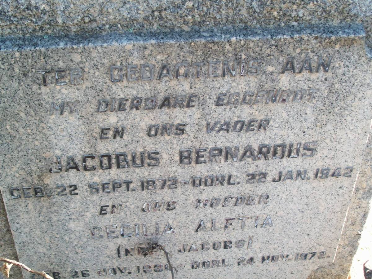 MARAIS Jacobus Bernardus 1872-1942 &amp; Cecilia Aletta JACOBS 1880-1972
