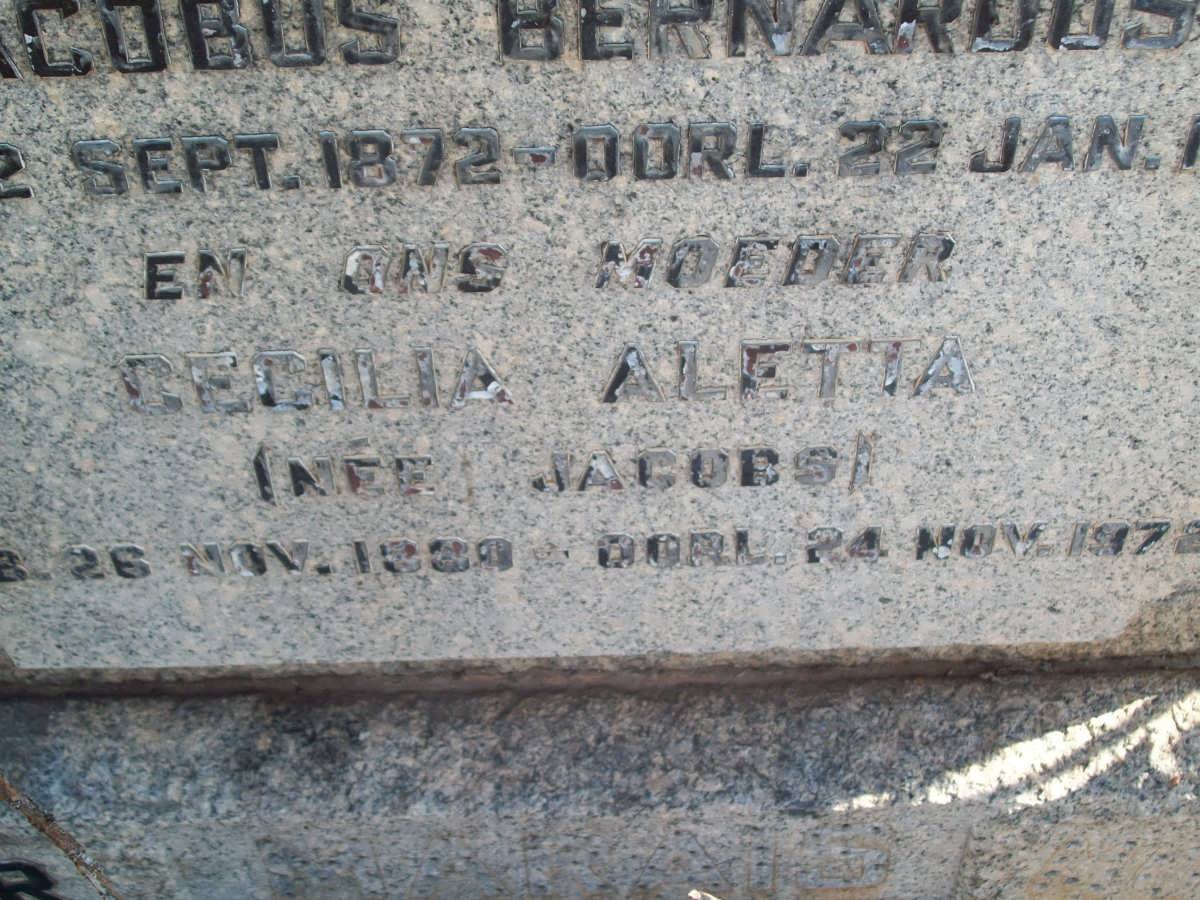 MARAIS Jacobus Bernardus 1872-1942 &amp; Cecilia Aletta JACOBS 1880-1972