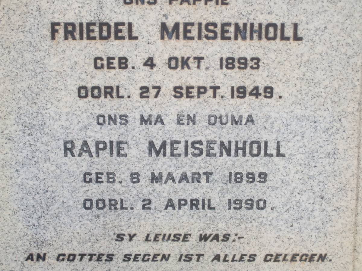 MEISENHOLL Friedel 1893-1949 &amp; Rapie 1899-1990
