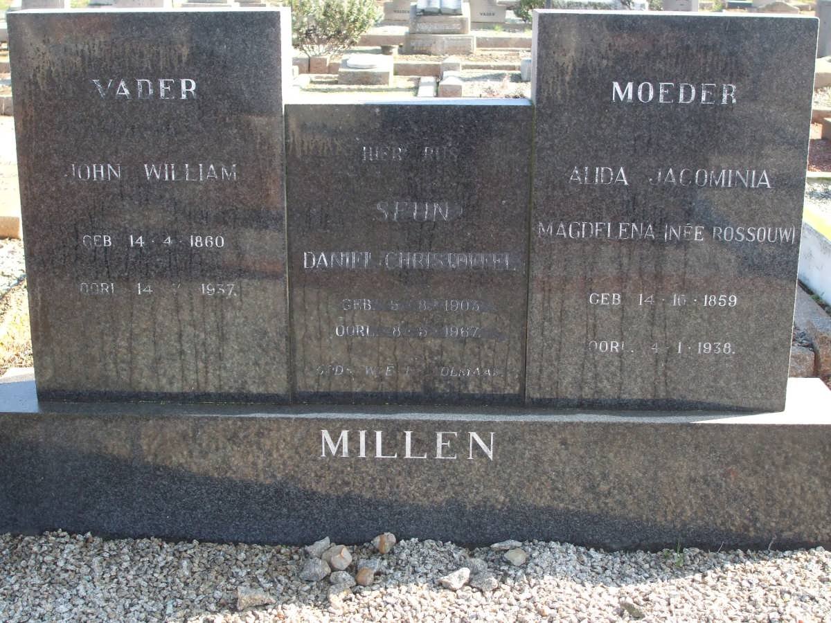 MILLEN John William 1860-1937 &amp; Alida Jacomina Magdalena ROSSOUW 1859-1938 :: MILLEN Daniel Christoffel 1903-1967