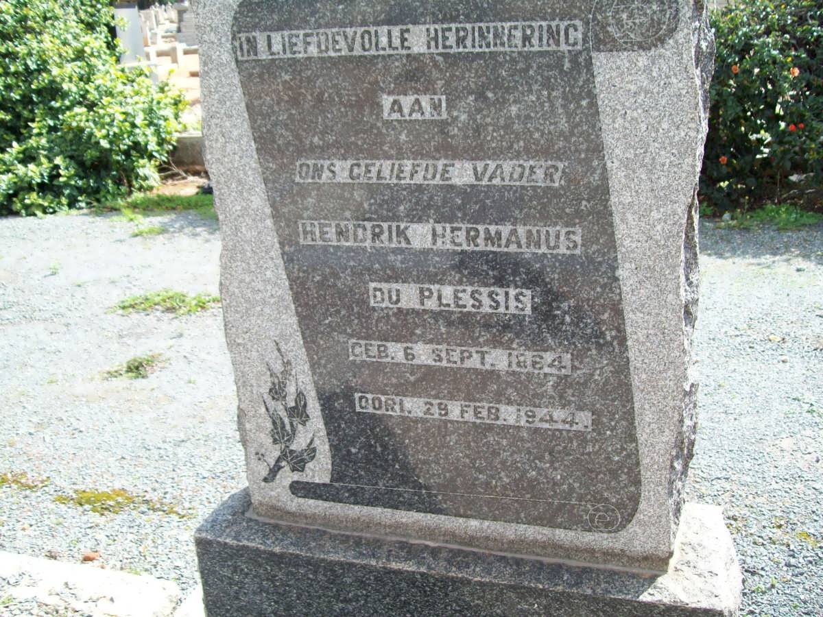 PLESSIS Hendrik Hermanus, du 1864-1944