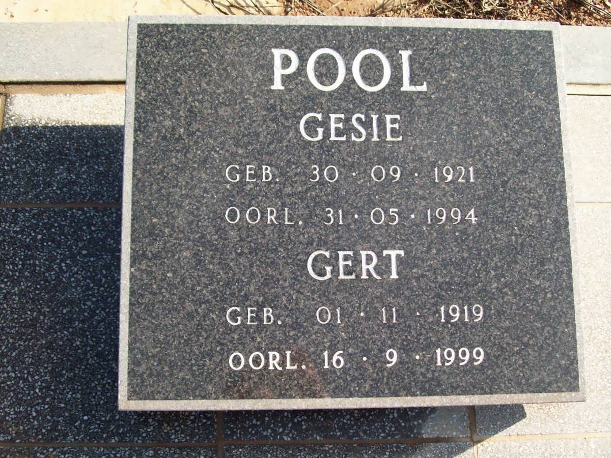 POOL Gert 1919-1999 &amp; Gesie 1921-1994