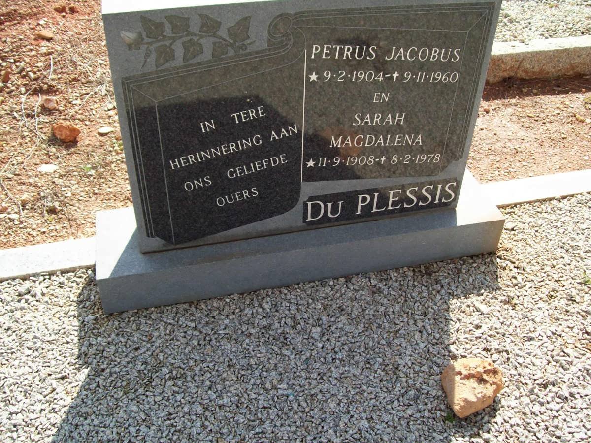 PLESSIS Petrus Jacobus, du 1904-1960 &amp; Sarah Magdalena 1908-1978