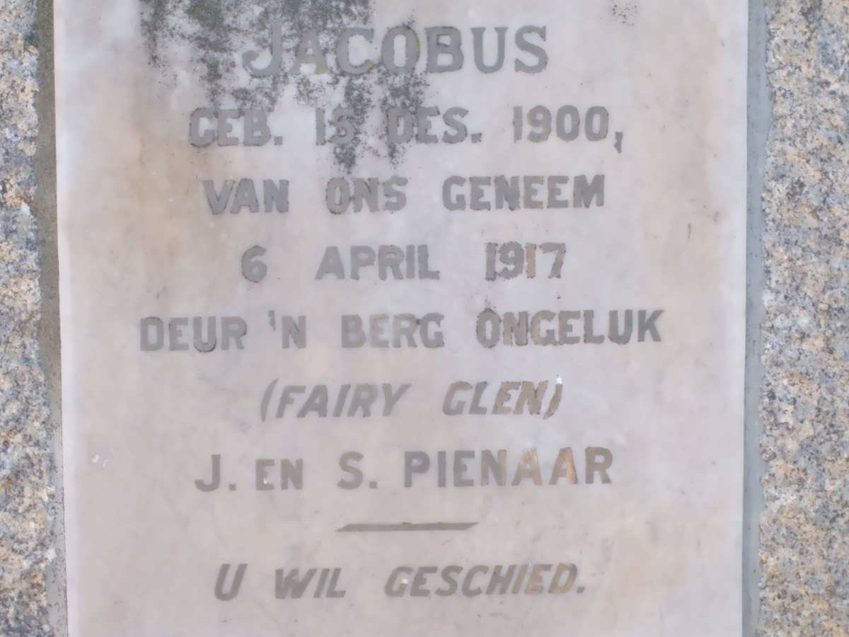 PIENAAR Jacobus 1900-1917