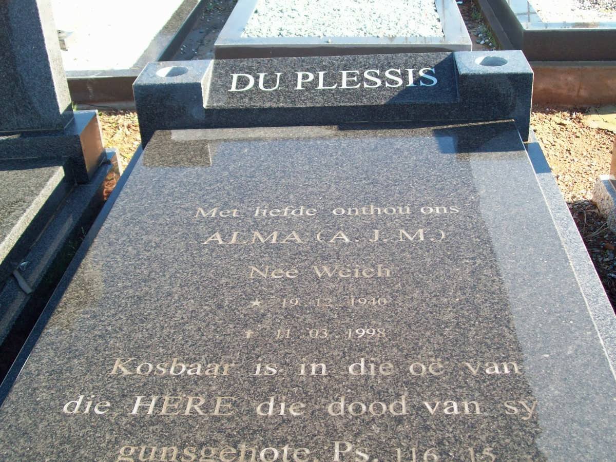 PLESSIS A.J.M., du nee WEICH 1940-1998