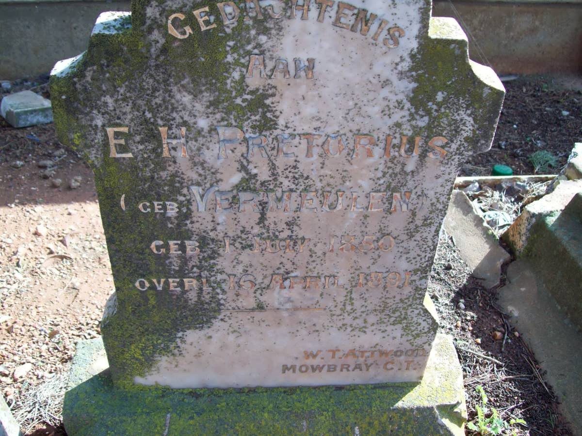 PRETORIUS E.H. nee VERMEULEN 1850-1891