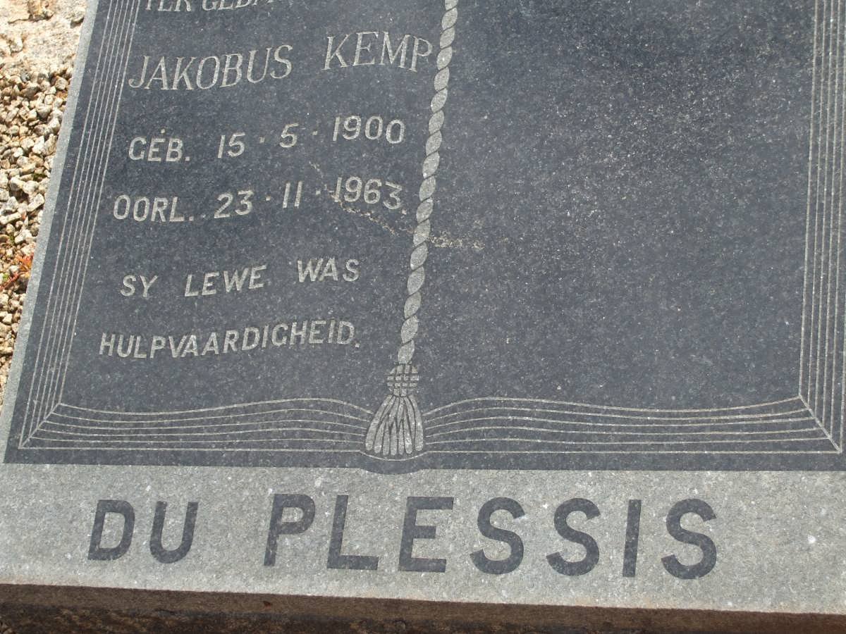 PLESSIS Jakobus Kemp, du 1900-1963