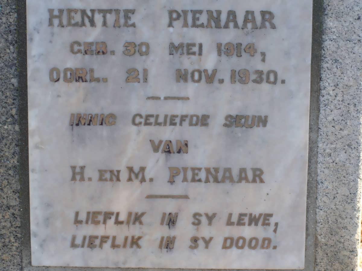 PIENAAR Hentie 1914-1930