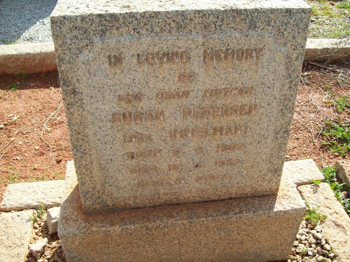 PEDERSEN Susan nee IMMELMAN 1862-1957