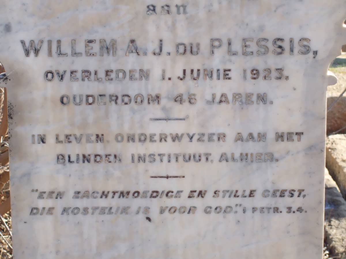PLESSIS Willem A.J., du -1923