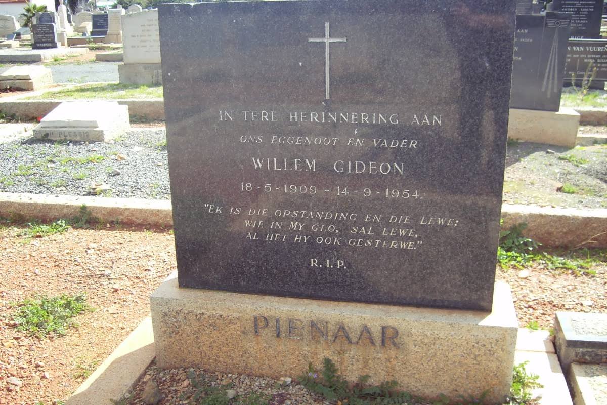 PIENAAR Willem Gideon 1909-1954