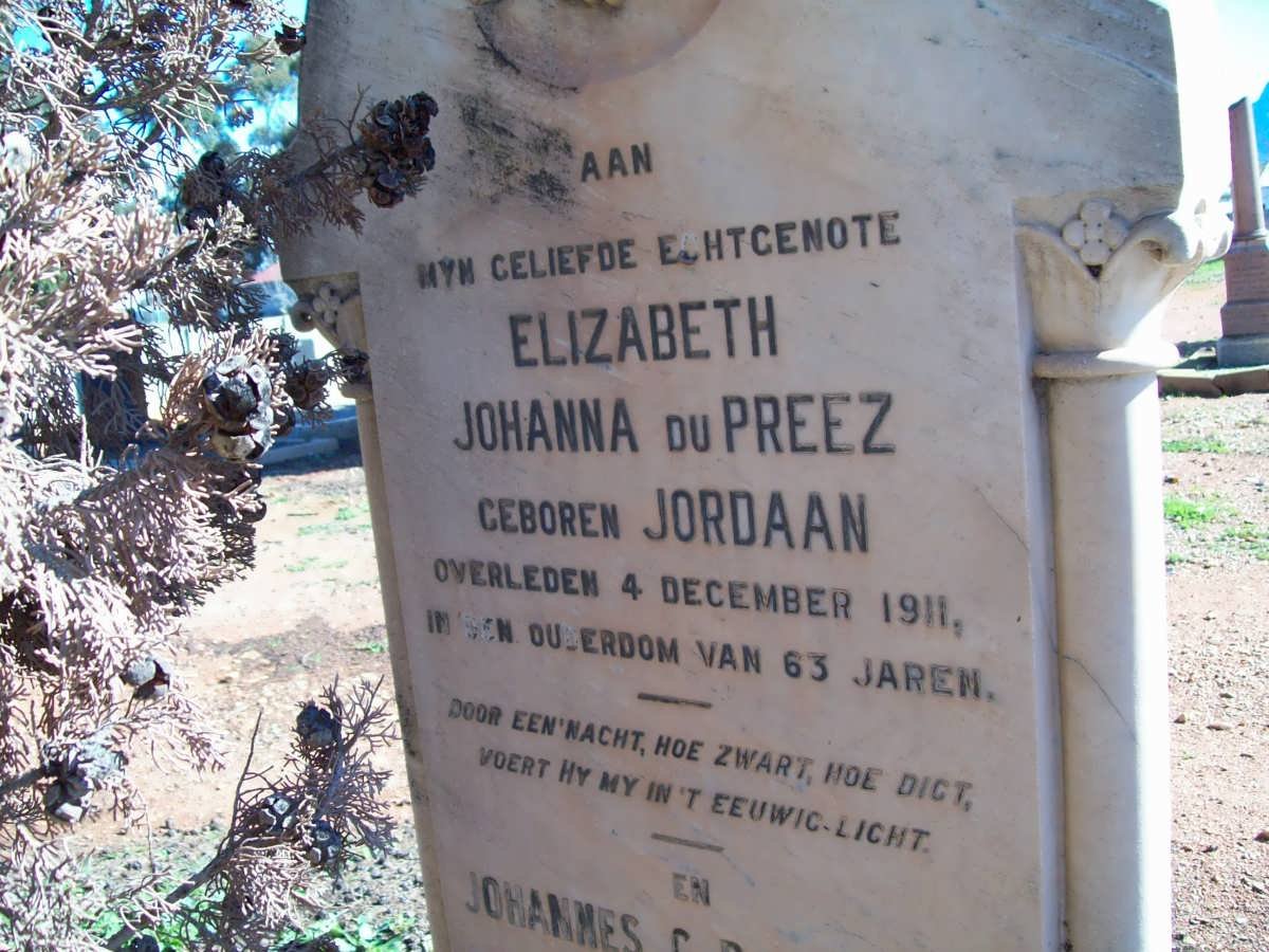 PREEZ Elizabeth Johanna, du nee JORDAAN -1911