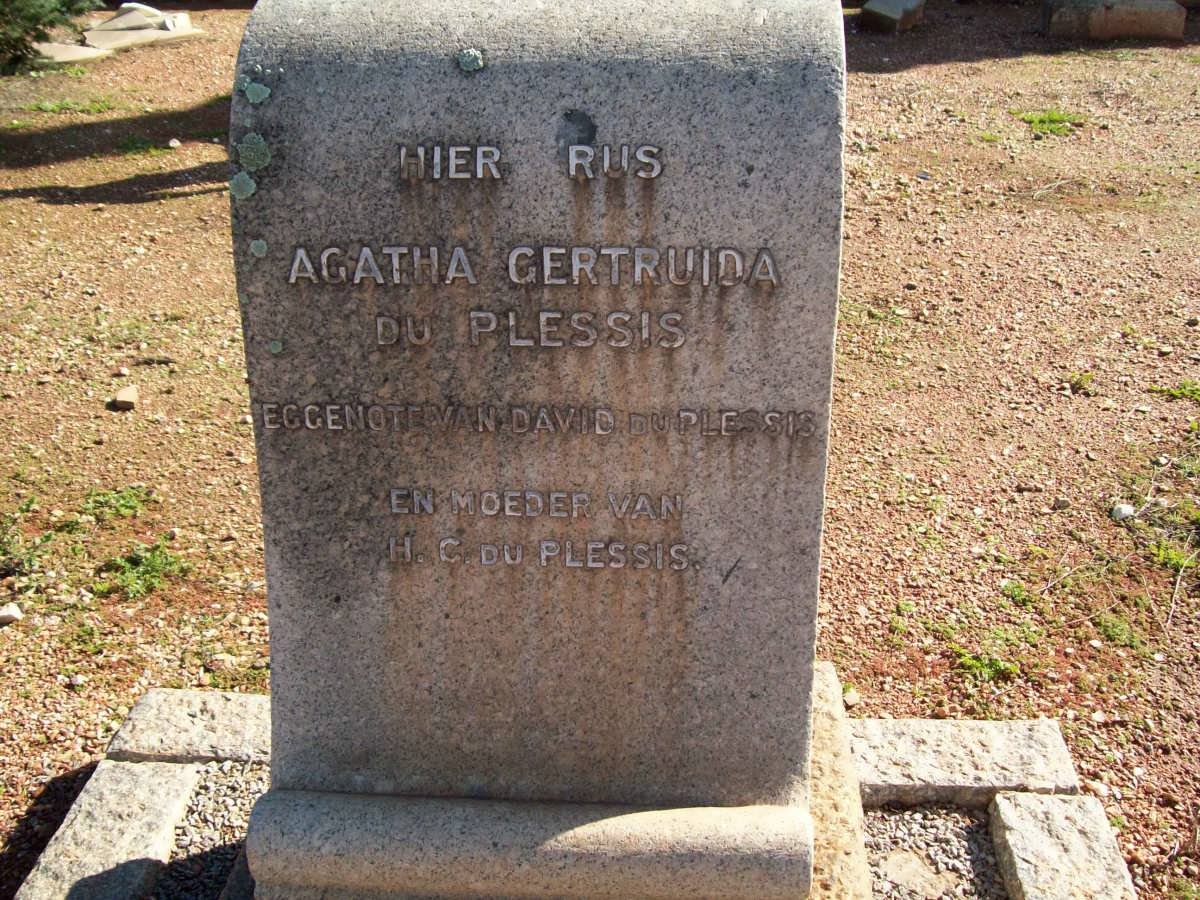 PLESSIS Agatha Gertruida, du