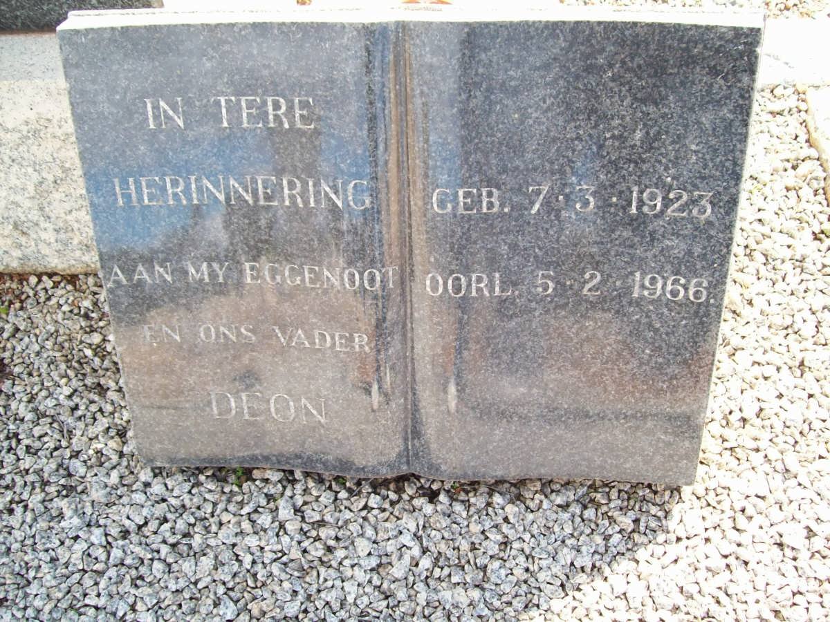 PLESSIS Deon, du 1923-1966