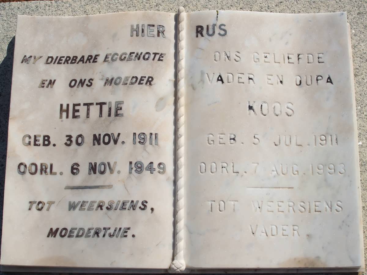 PLESSIS Koos, du 1911-1993 &amp; Hettie 1911-1949