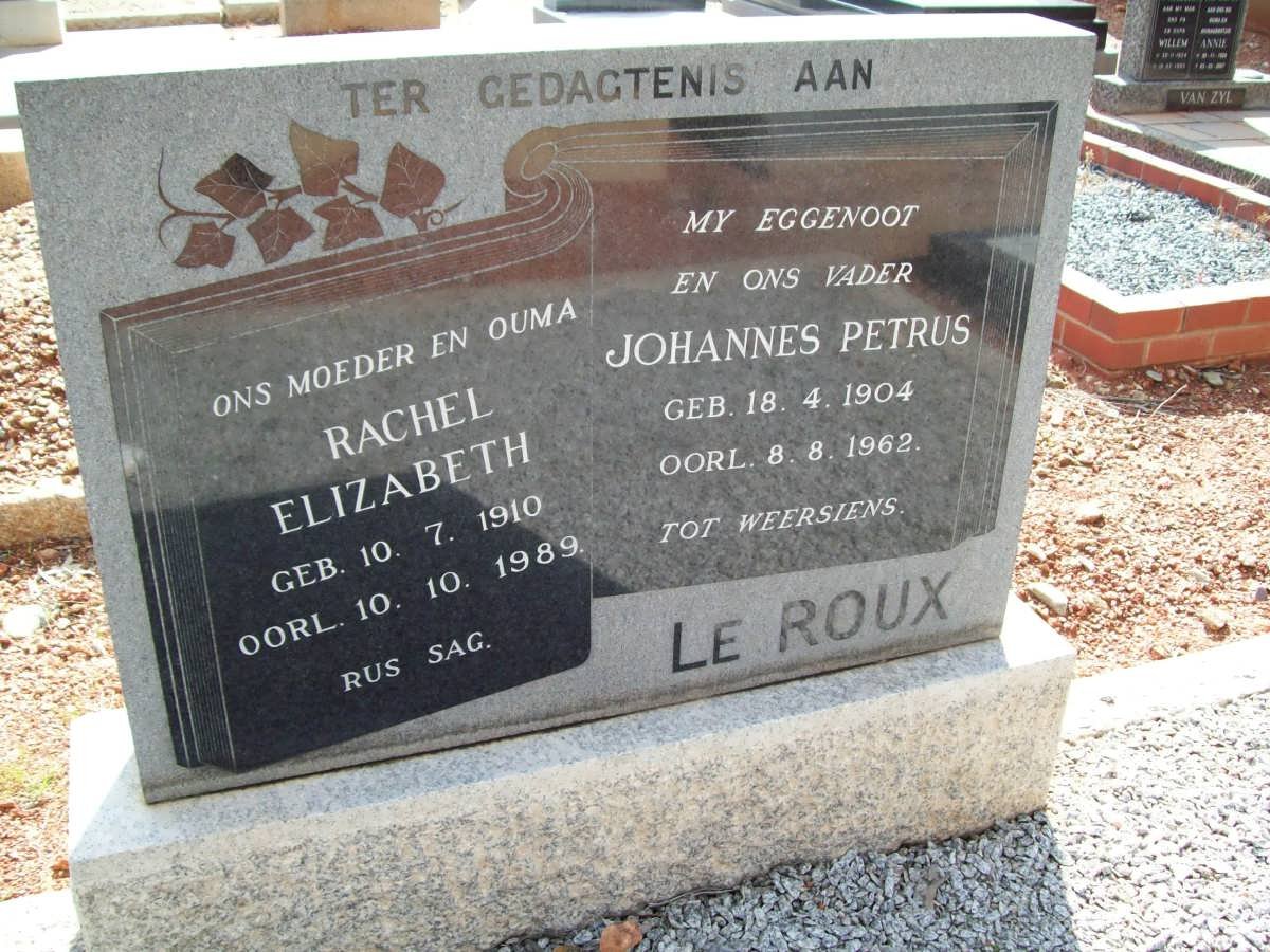 ROUX Johannes Petrus, le 1904-1962 &amp; Rachel Elizabeth 1910-1989