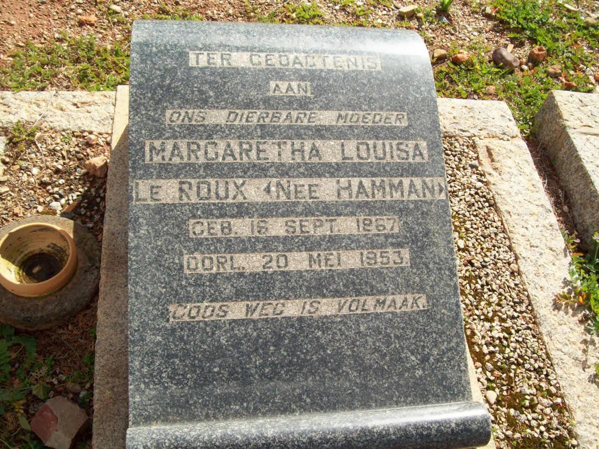 ROUX Margaretha Louisa, le nee HAMMAN 1867-1953