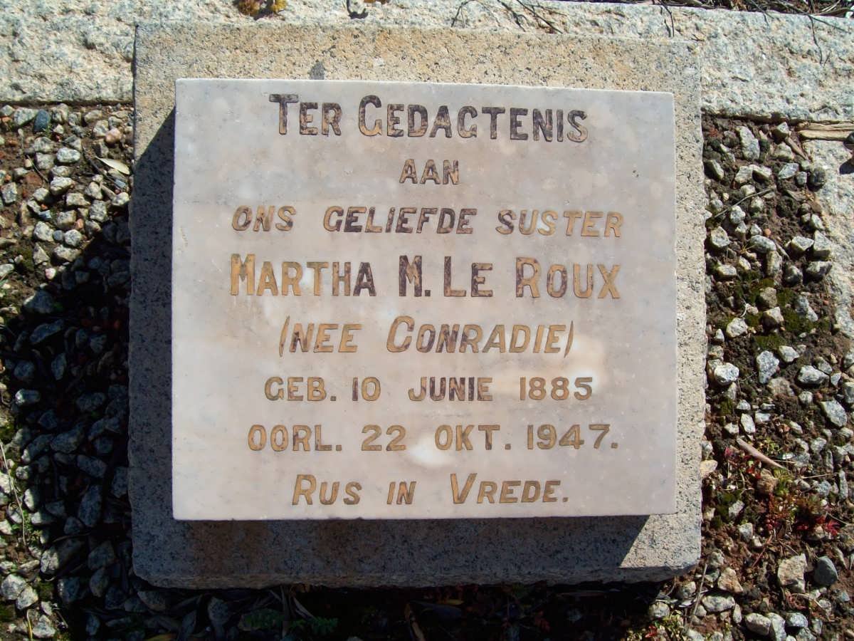 ROUX Martha M., le nee CONRADIE 1885-1947