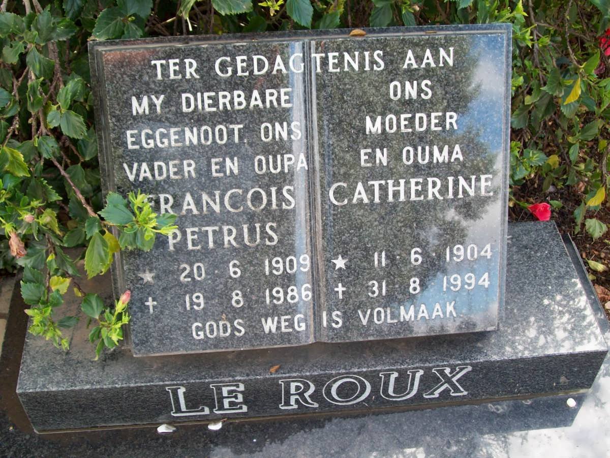 ROUX Francois Petrus, le 1909-1986 &amp; Catherine 1904-1994