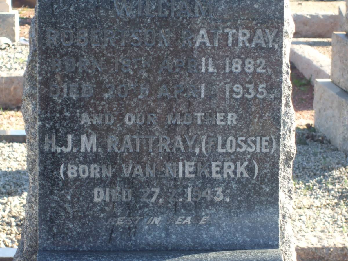 RATTRAY William Robertson 1882-1935 &amp; H.J.M. VAN NIEKERK -1943