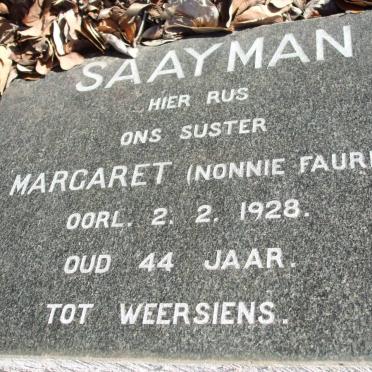 SAAYMAN Margaret nee FAURE -1928