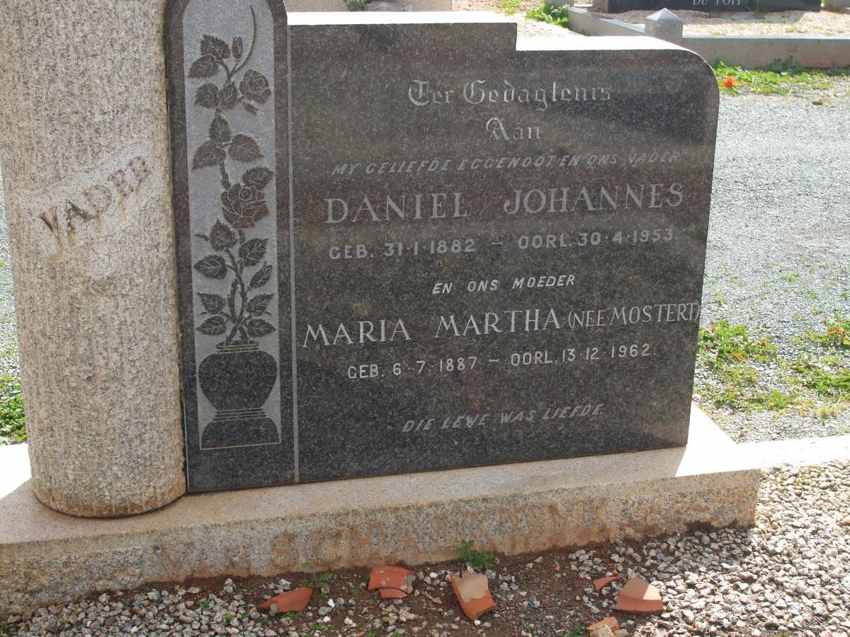 SCHALKWYK Daniel Johannes, van 1882-1953 &amp; Maria Martha MOSTERT 1887-1962