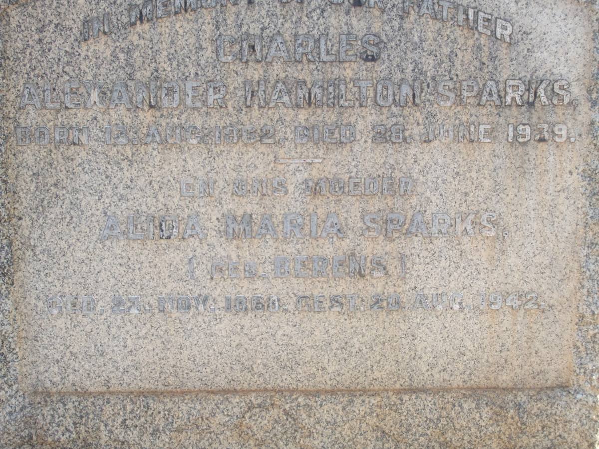 SPARKS Charles Alexander Hanilton  1862-1939 &amp; Alida Maria BERENS 1868-1942