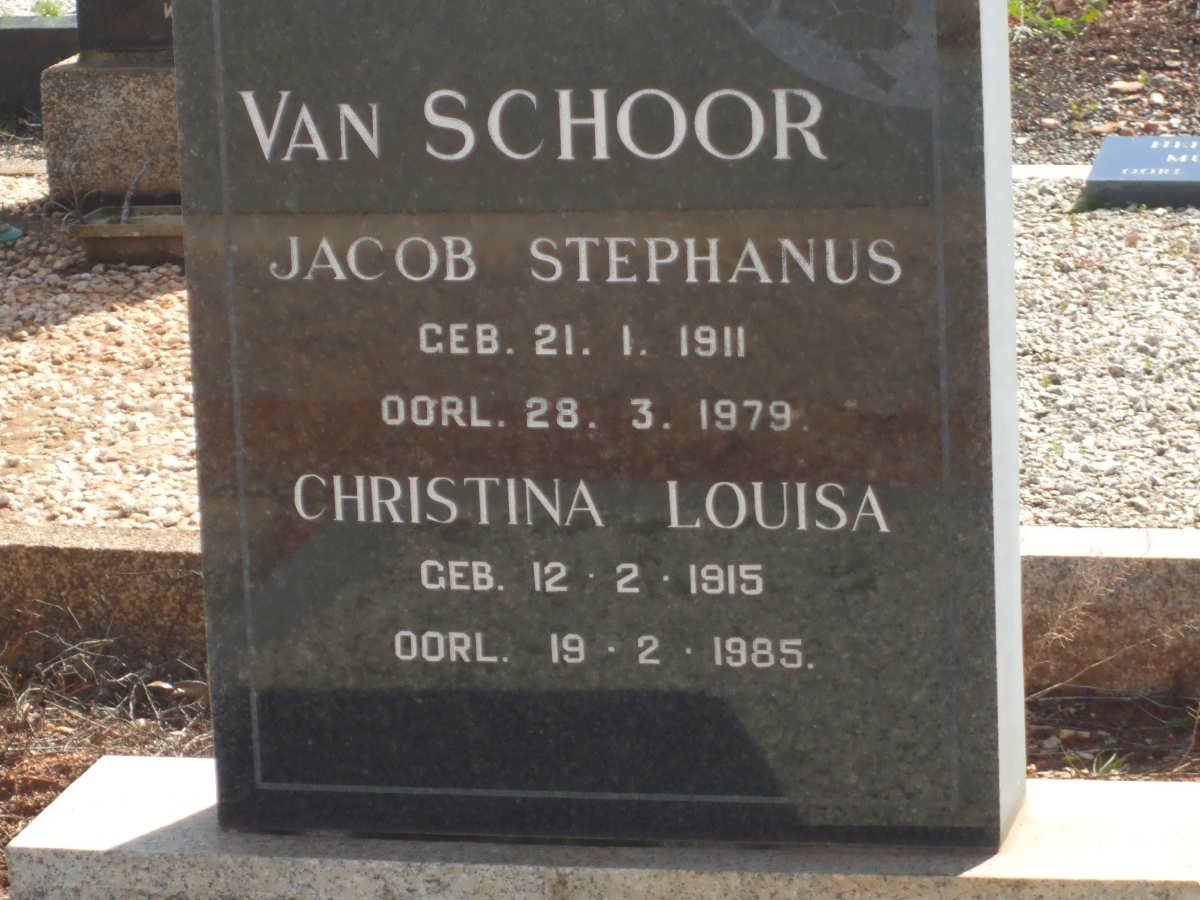 SCHOOR Jacob Stephanus, van 1911-1979 &amp; Christina Louisa 1915-1985