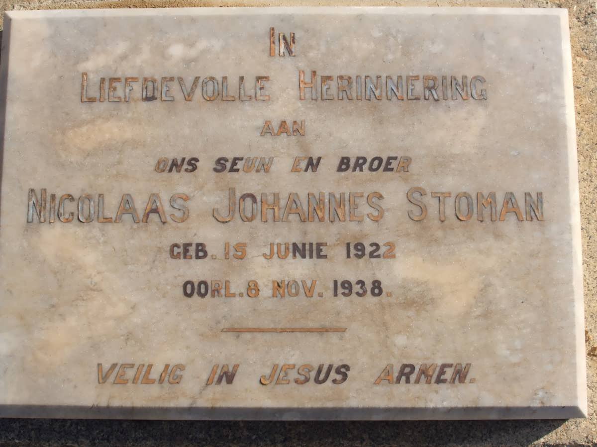 STOMAN Nicolaas Johannes 1922-1938