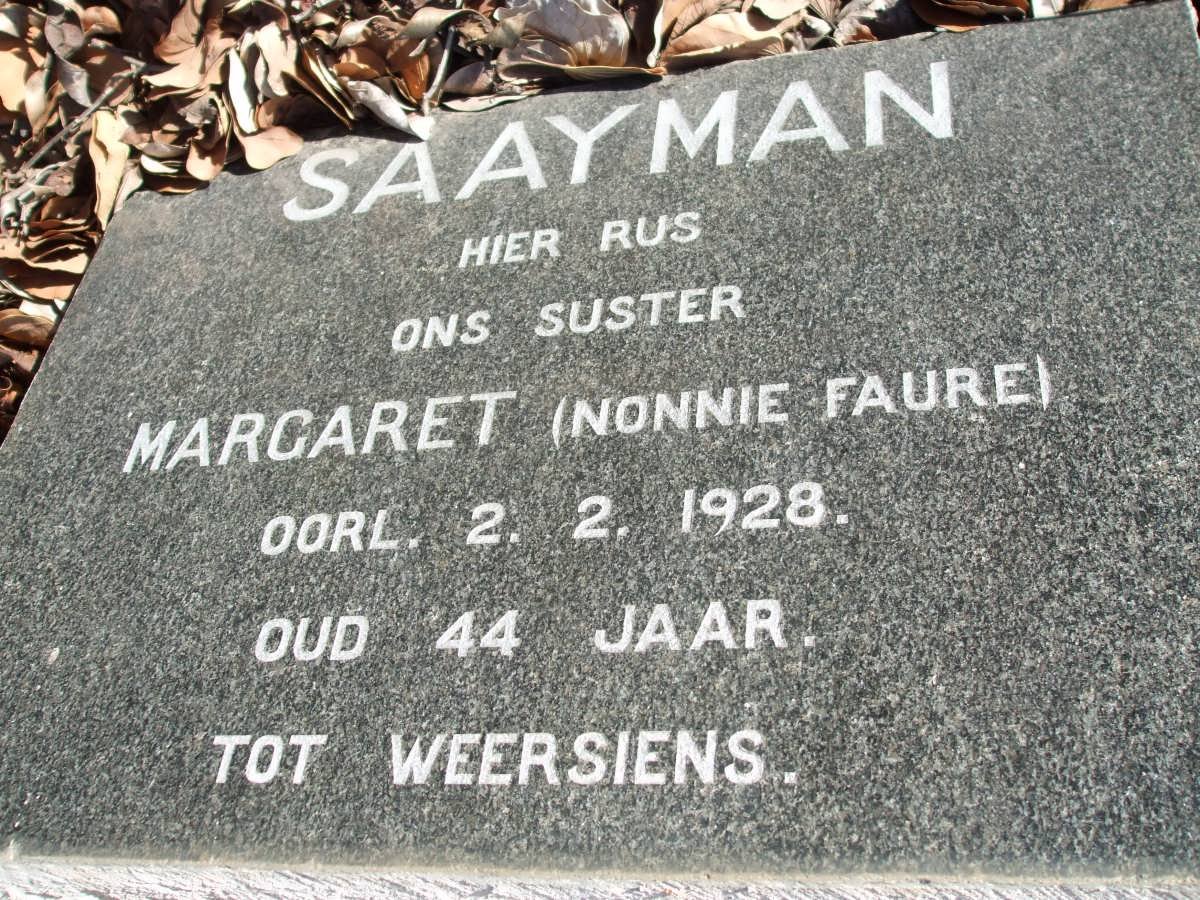 SAAYMAN Margaret nee FAURE -1928