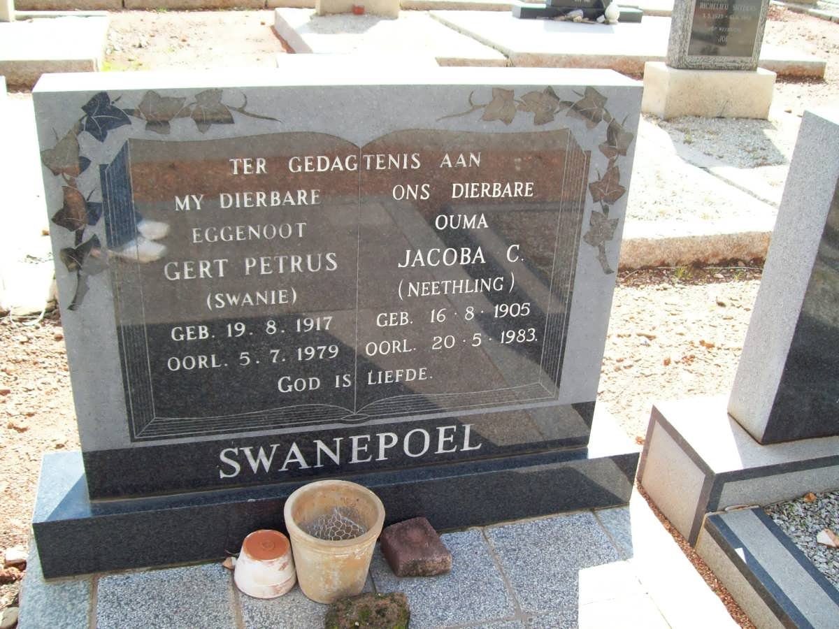 SWANEPOEL Gert Petrus 1917-1979 &amp; Jacoba C. NEETHLING 1905-1983