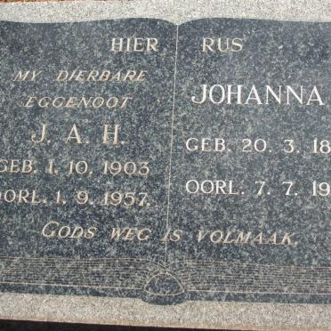 SAAYMAN J.A.H. 1903-1957 &amp; Johanna C. 1889-1969