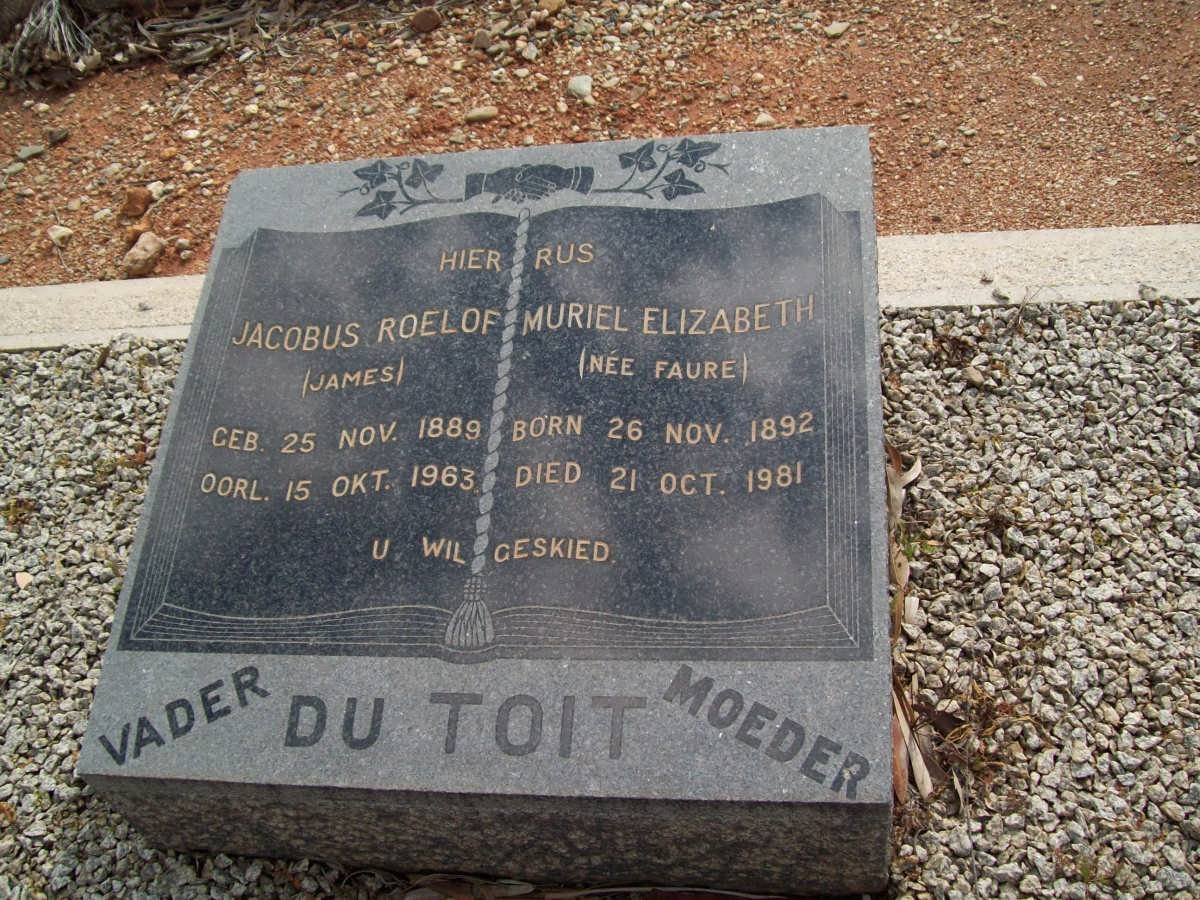 TOIT Jacobus Roelof, du 1889-1963 &amp; Muriel Elizabeth FAURE 1892-1981