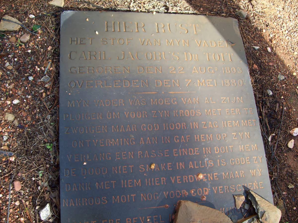 TOIT Caril Jacobus, du 1903-1880