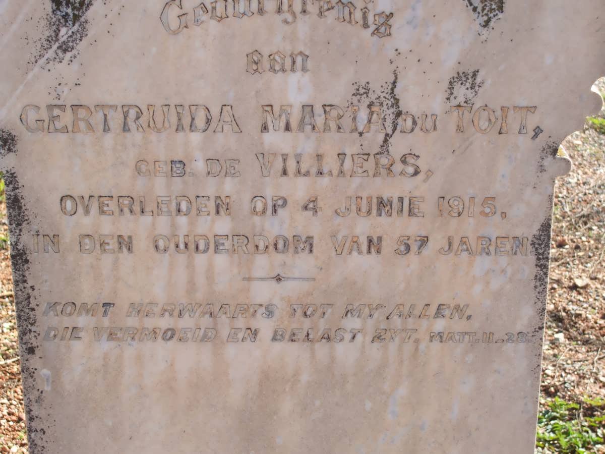 TOIT Gertruida Maria, du nee DE VILLIERS -1915
