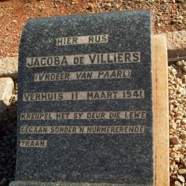VILLIERS Jacoba, de -1941