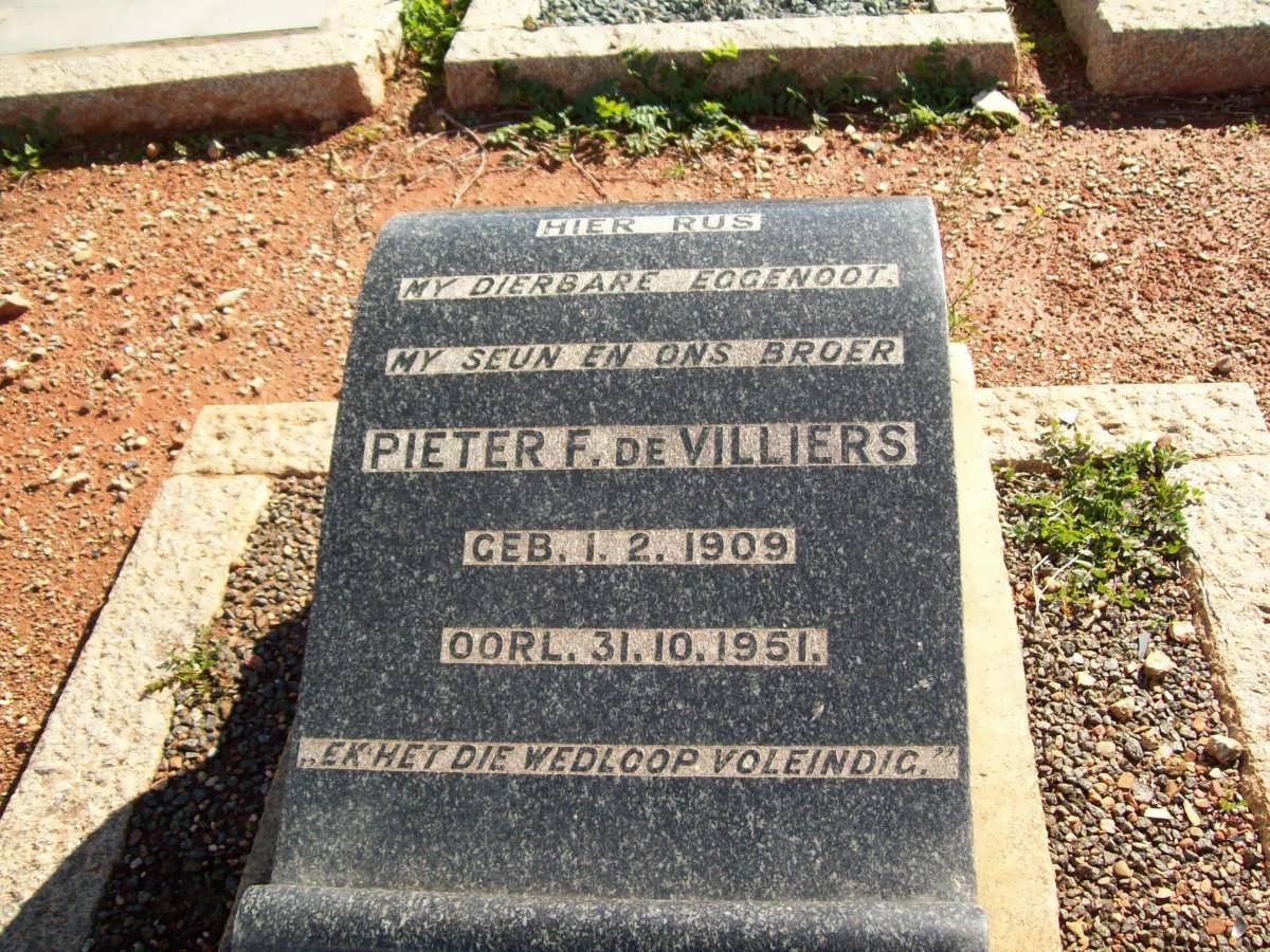 VILLIERS Pieter F., de 1909-1951