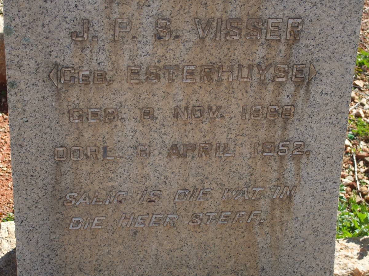 VISSER J.P.S. nee ESTERHUYSE 1868-1952